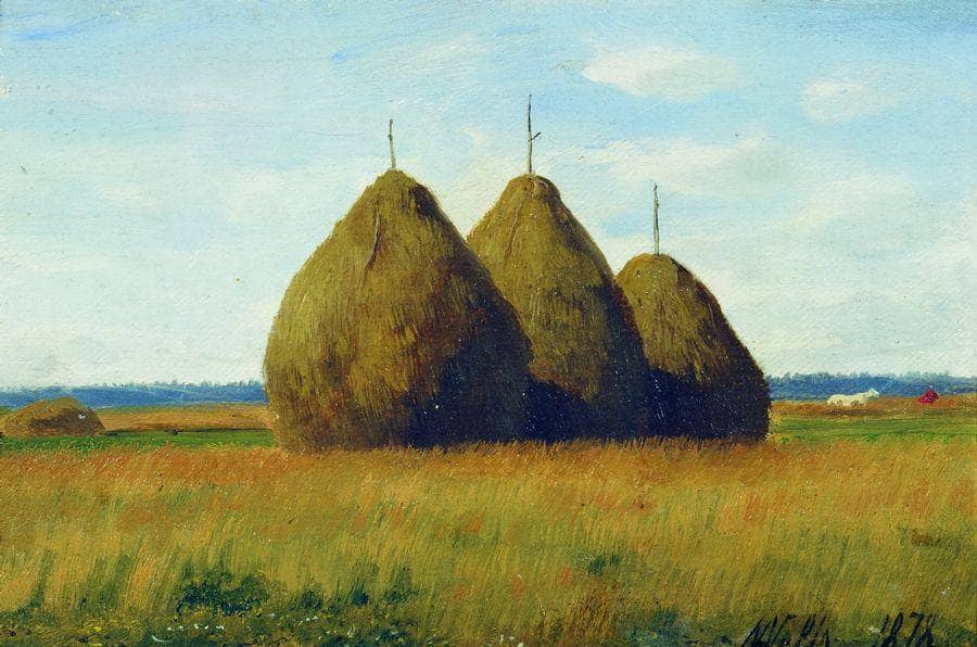 Haystacks by Lev Lagorio — hand-painted landscape oil painting reproduction on canvas
