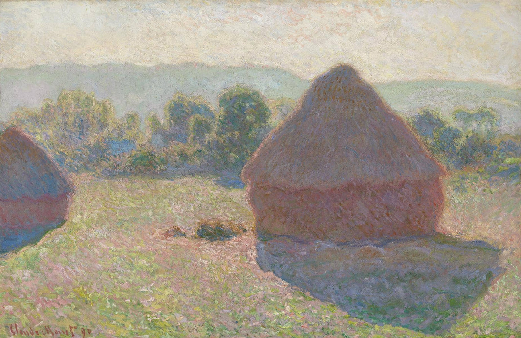 Haystacks, midday by Claude Monet — hand-painted landscape oil painting reproduction on canvas