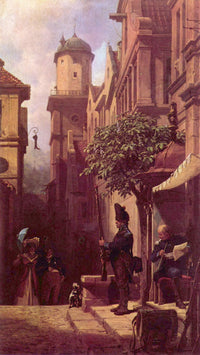 He comes by Carl Spitzweg — hand-painted architectural oil painting reproduction on canvas