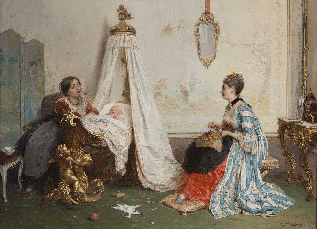 He is sleeping! by Gerolamo Induno — hand-painted portrait oil painting reproduction on canvas