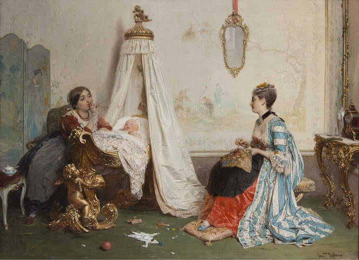 He is sleeping! by Gerolamo Induno — hand-painted portrait oil painting reproduction on canvas