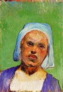 Head of a Breton (Marie Louarn) by Paul Gauguin — male oil painting wall art, Post Impressionism