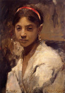 Head of a Capri Girl by John Singer Sargent — hand-painted portrait oil painting reproduction on canvas