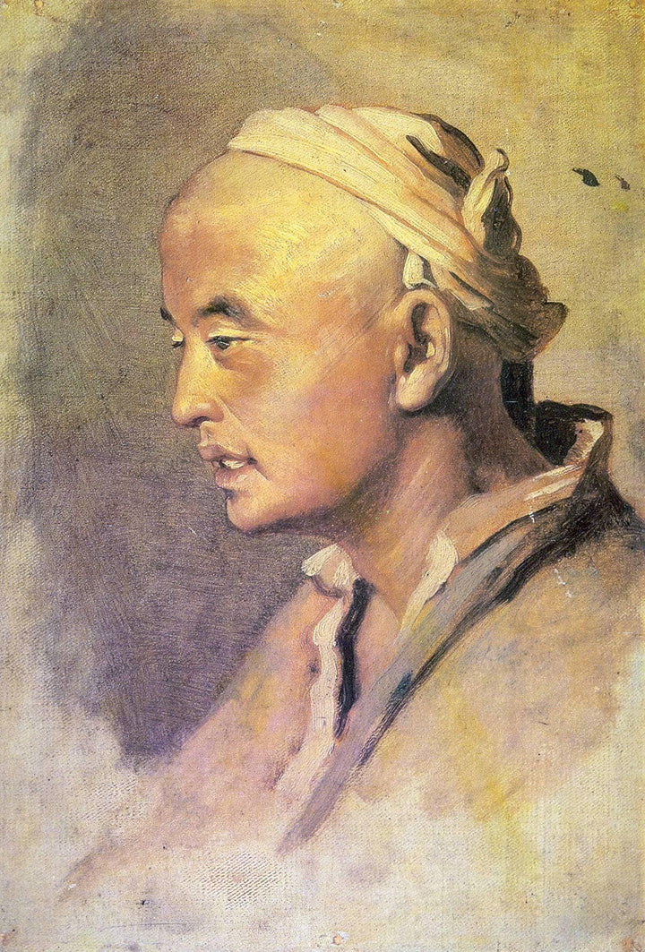 Head of a Kirghiz. Sketch by Vasily Perov — hand-painted portrait oil painting reproduction on canvas