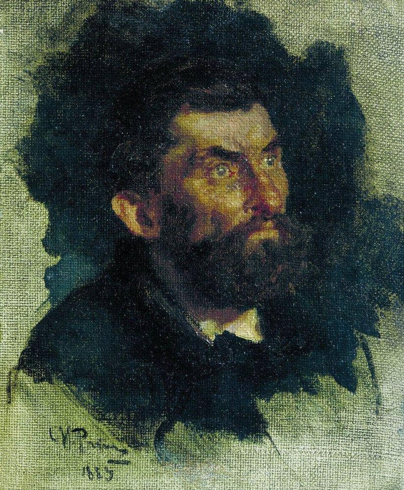 Head of a Man by Ilya Repin — hand-painted portrait oil painting reproduction on canvas
