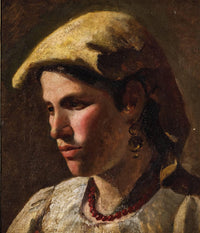 Head of a peasant woman by Michele Cammarano — hand-painted portrait oil painting reproduction on canvas