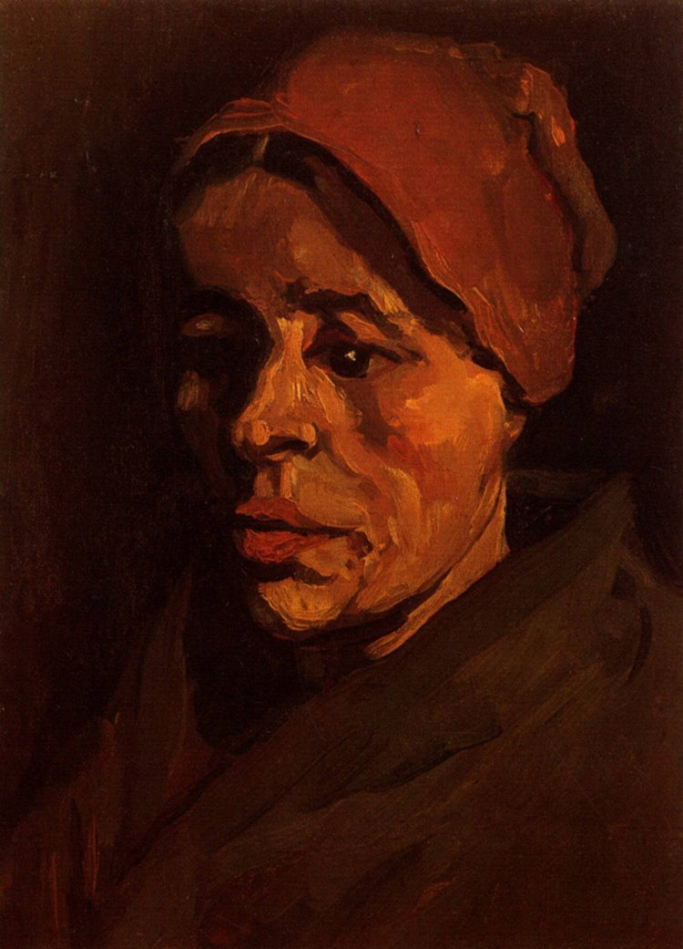 Head of a Peasant Woman with Brownish Cap - Vincent van Gogh