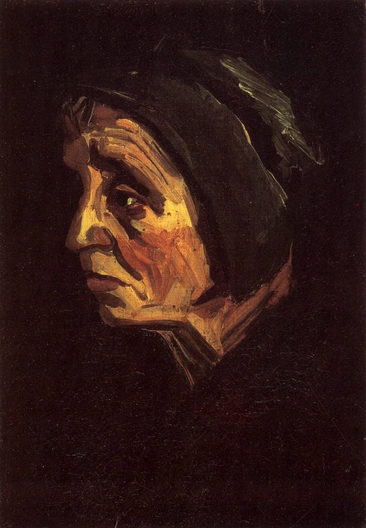 Head of a Peasant Woman with Dark Cap - Vincent van Gogh