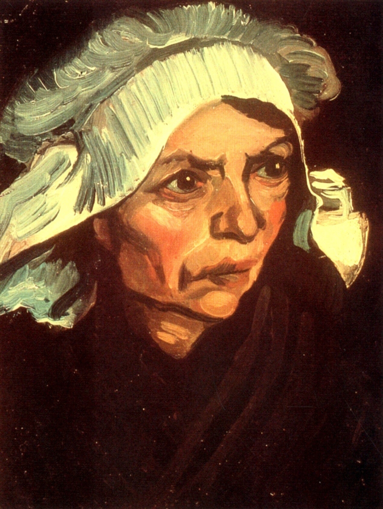 Head of a Peasant Woman with White Cap - Vincent van Gogh