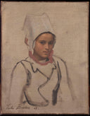 Head of a young Breton, study for Pardon by Jules Breton — female oil painting wall art, Realism