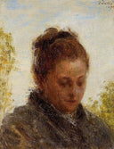 Head of a Young Woman by Henri Fantin-Latour — hand-painted portrait oil painting reproduction on canvas