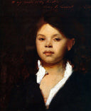 Head of an Italian Girl by John Singer Sargent, children oil painting wall art, Realism