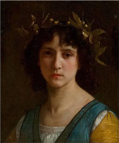 Head of an Italian girl with a laurel wreath