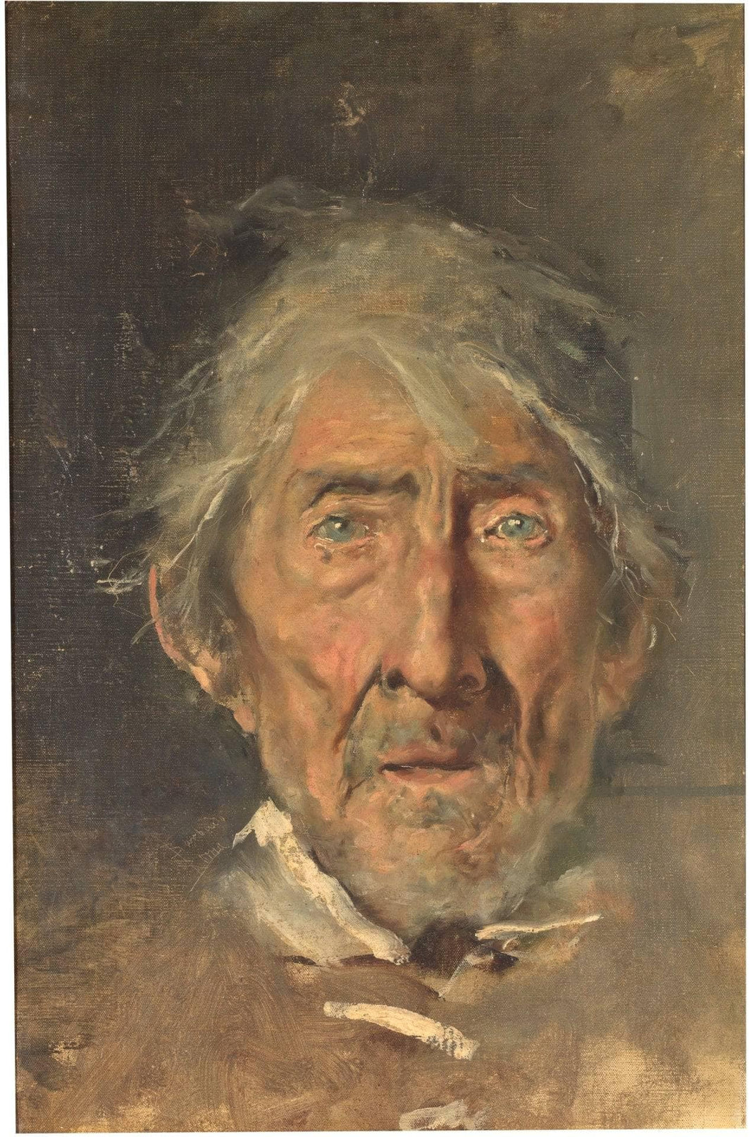 Head of an old man by Salvador Sánchez Barbudo — hand-painted portrait oil painting reproduction on canvas