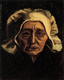 Head of an Old Peasant Woman with White Cap by Vincent van Gogh — male oil painting wall art, Realism