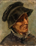 Head of an old woman by Salvador Sánchez Barbudo — male oil painting wall art, Realism