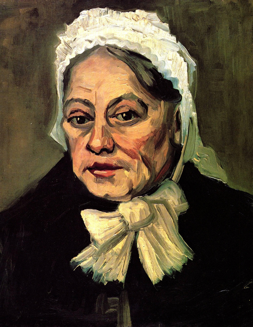 Head of an Old Woman with White Cap The Midwife by Vincent van Gogh — hand-painted portrait oil painting reproduction on canvas