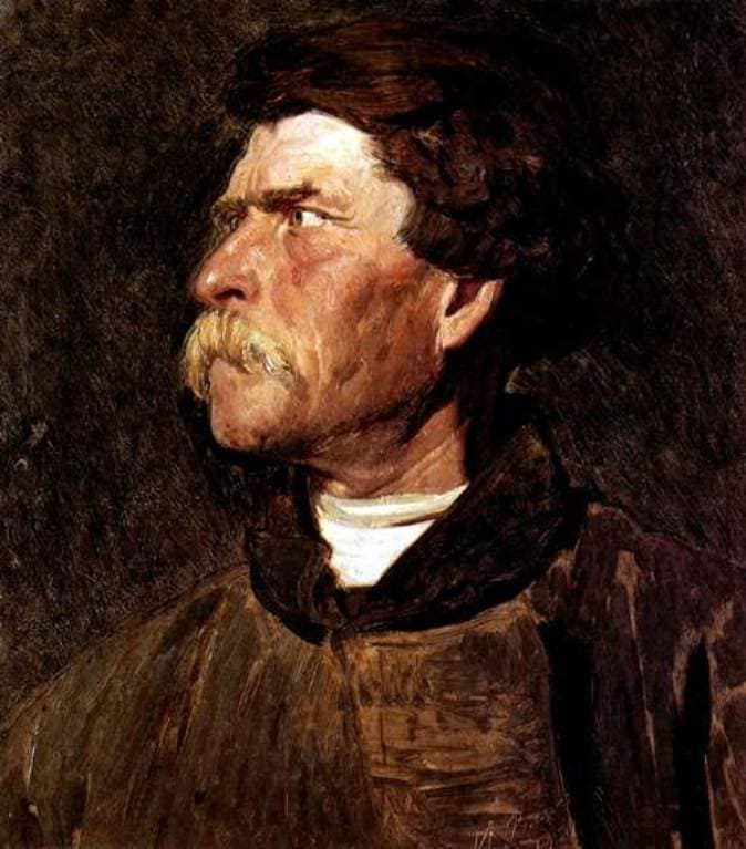 Head of peasant (study) by Ilya Repin — hand-painted portrait oil painting reproduction on canvas