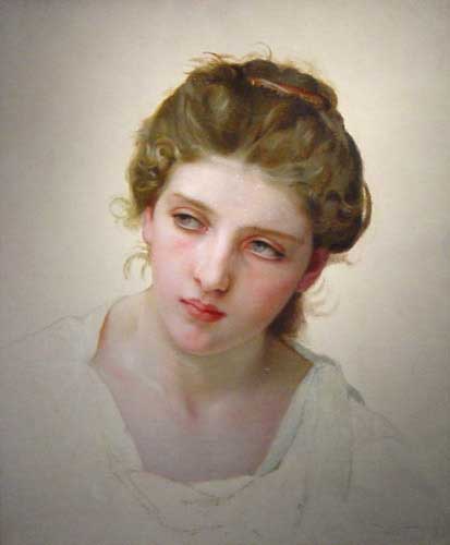 Head Study of Female Face Blonde by William-Adolphe Bouguereau — hand-painted portrait oil painting reproduction on canvas