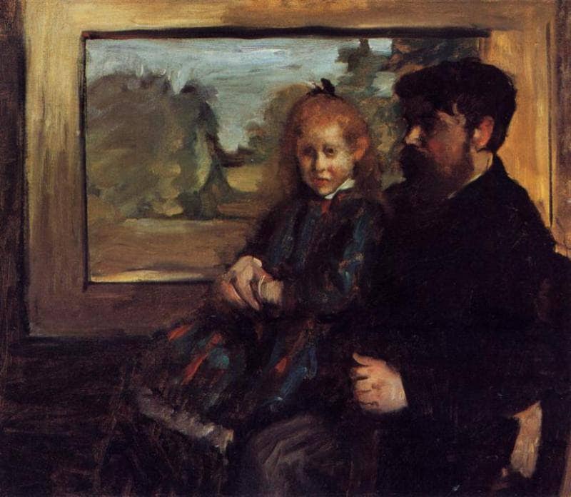 Henri Rouart and His Daughter Helene by Edgar Degas — hand-painted portrait oil painting reproduction on canvas