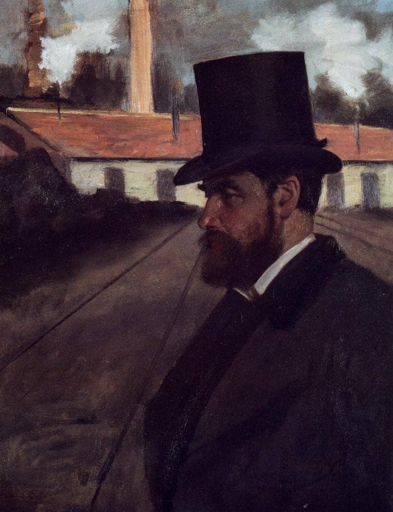 Henri Rouart in front of His Factory by Edgar Degas — hand-painted portrait oil painting reproduction on canvas