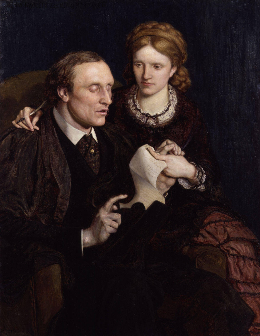Henry Fawcett; Dame Millicent Garrett Fawcett by Ford Madox Brown — hand-painted portrait oil painting reproduction on canvas