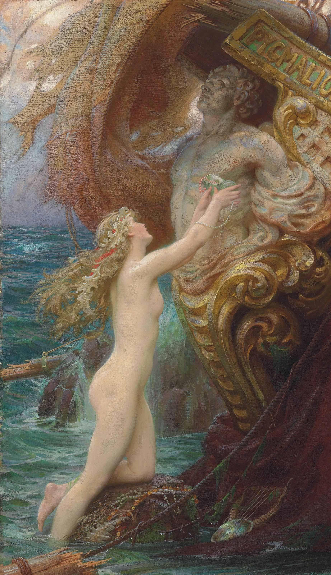A Deep Sea Idyll by Herbert James Draper — hand-painted cultural oil painting reproduction on canvas