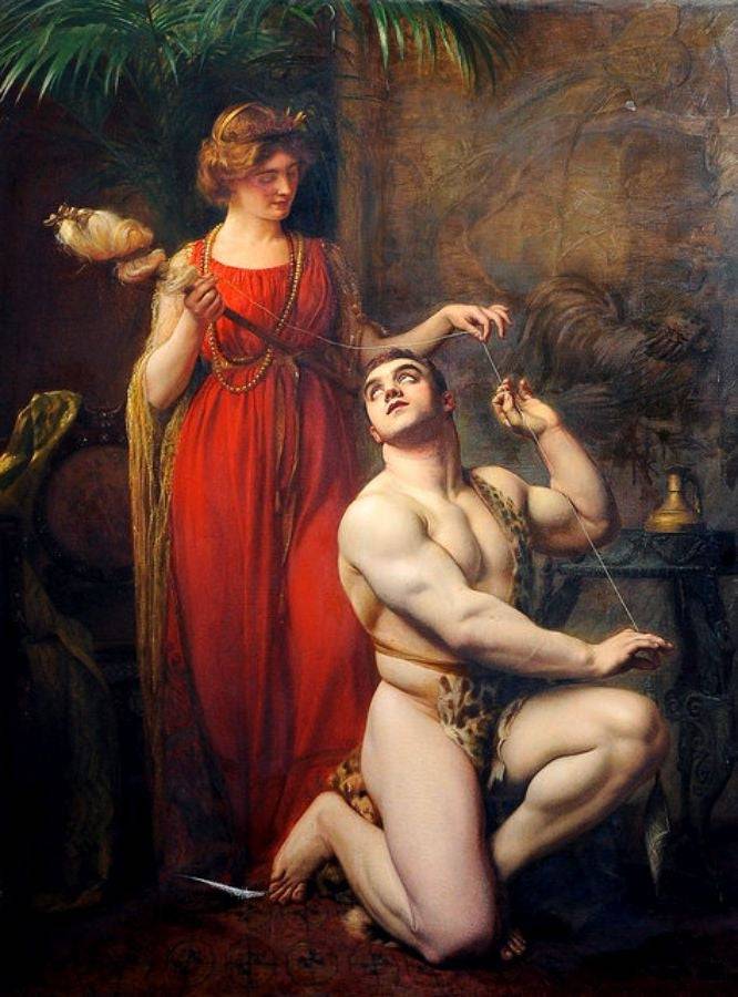 Hercules at the Feet of Omphale - Gustave-Claude-Etienne Courtois