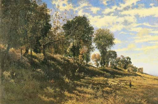 Herd in the pasture by Michele Cammarano — hand-painted landscape oil painting reproduction on canvas