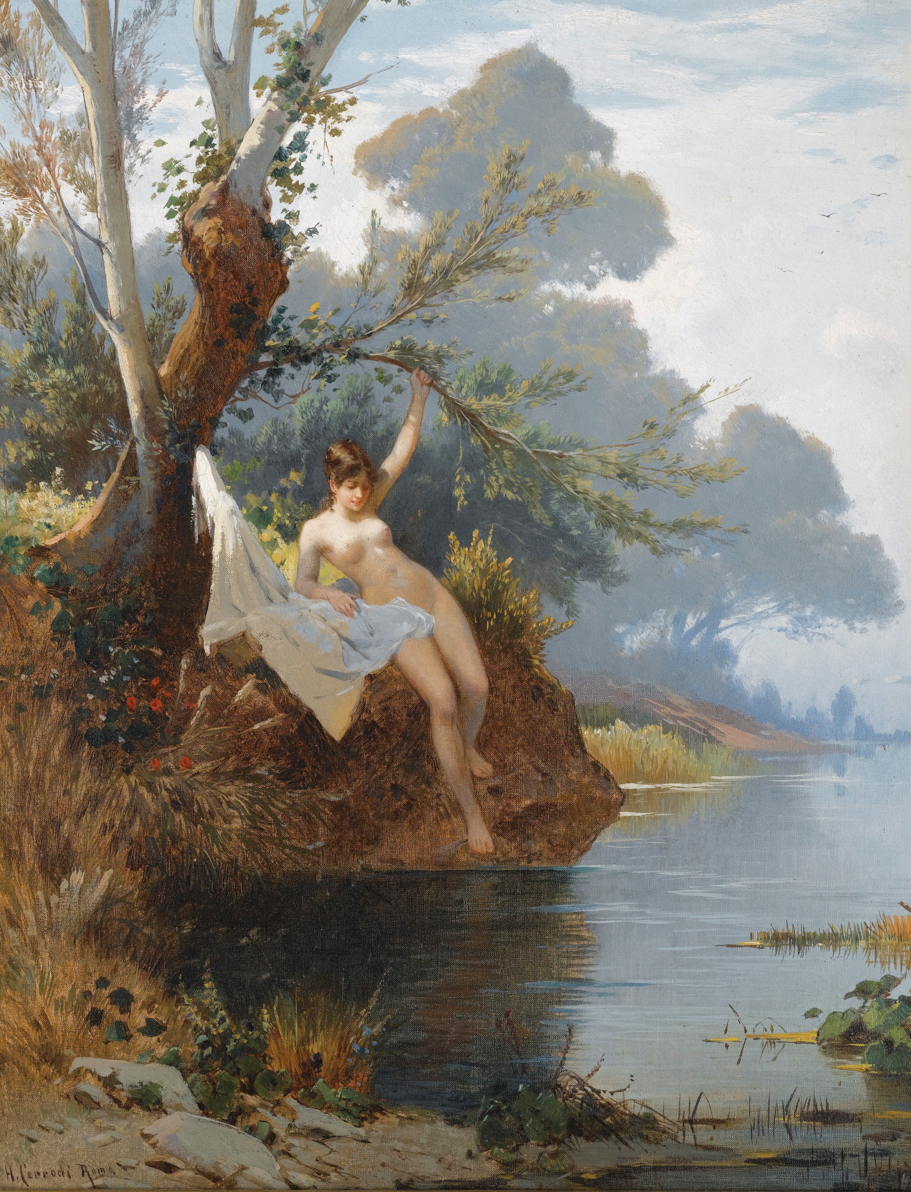 By the Riverbank - Hermann David Salomon Corrodi