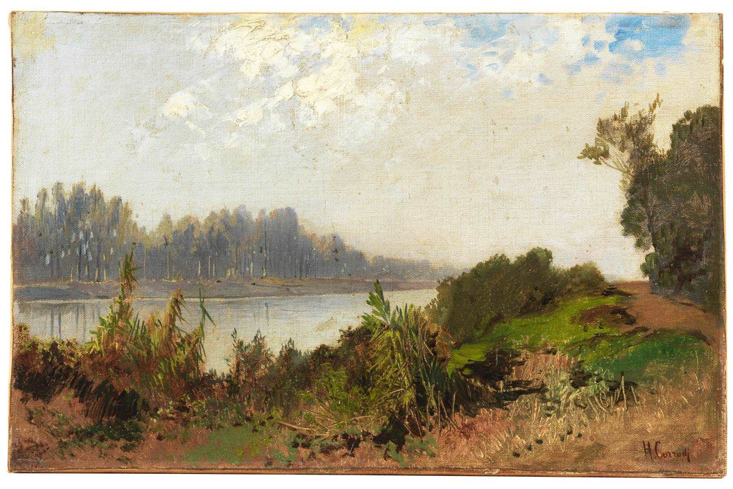 A river landscape by Hermann David Salomon Corrodi — hand-painted landscape oil painting reproduction on canvas