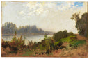 A river landscape by Hermann David Salomon Corrodi — river oil painting wall art, Academicism