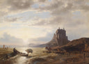 Küstenlandschaft Mit Fischern by Hermann Ottomar Herzog — rock oil painting wall art, Romanticism