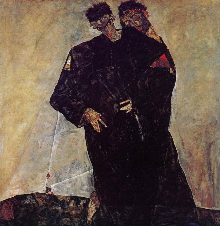 Hermits by Egon Schiele — hand-painted portrait oil painting reproduction on canvas