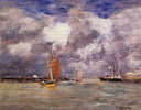 High Tide at Trouville by Eugene Boudin — hand-painted landscape oil painting reproduction on canvas