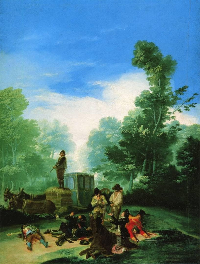 Highwaymen Attacking a Coach on gallery wrap