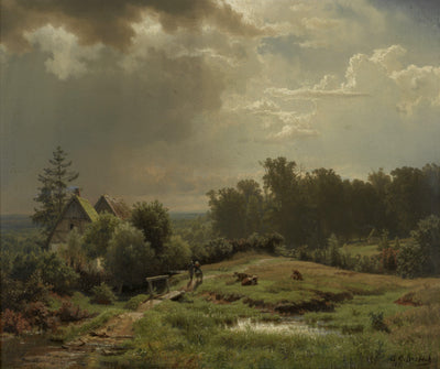 Hilly Landscape With Cloudy Sky in home office