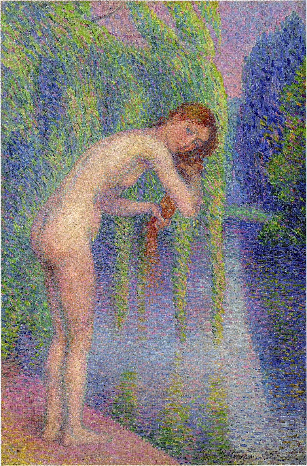 Nude Combing Her Hair by Hippolyte Petitjean — hand-painted nude oil painting reproduction on canvas