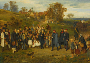 His Highness on a journey spreading peace (Otto Von Bismarck and His Prussian Officers Touring a Village After the Austro-prussian War of 1866) - Ludwig Knaus