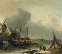 Hollandse Haven in De Winter by Abraham Storck — nautical oil painting wall art, Baroque