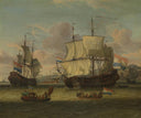 Hollandse Straatvaarders Bij Een Haven Aan De Middellandse Zee-hollandse Straatvaarders Bij Een Middellandse-zeehaven-dutch Ships in a Mediterranean Roadstead by Abraham Storck — ships oil painting wall art, Baroque