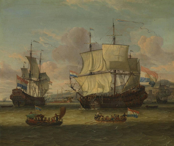 Hollandse Straatvaarders Bij Een Haven Aan De Middellandse Zee-hollandse Straatvaarders Bij Een Middellandse-zeehaven-dutch Ships in a Mediterranean Roadstead