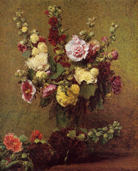Hollyhocks by Henri Fantin-Latour — hand-painted botanical oil painting reproduction on canvas