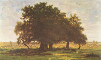 Holm Oaks, Apremont by Theodore Rousseau — hand-painted botanical oil painting reproduction on canvas