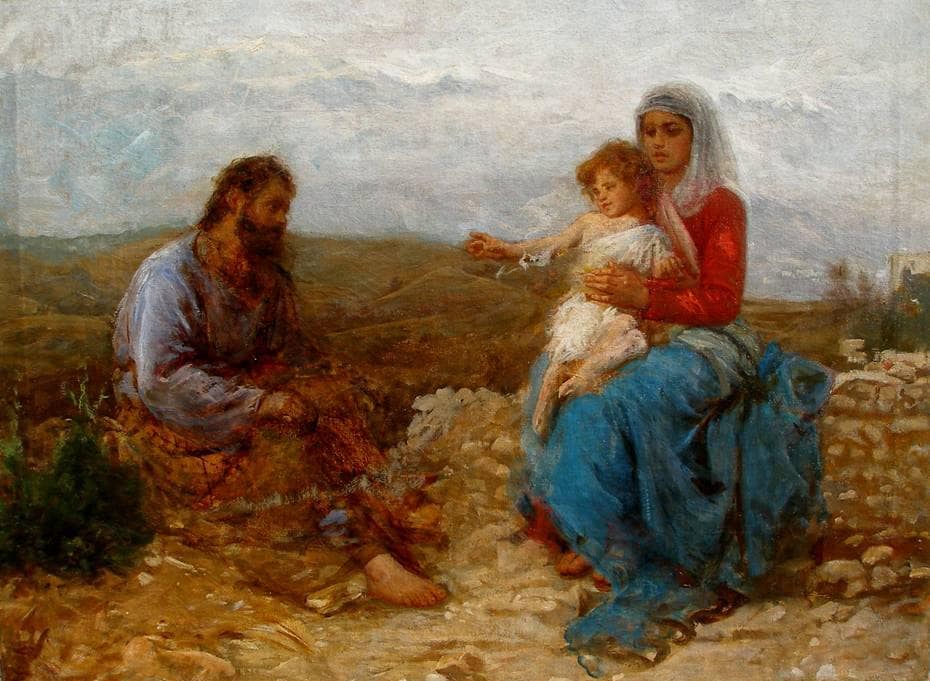 Holy Family of the Grappa by Noè Bordignon — hand-painted portrait oil painting reproduction on canvas