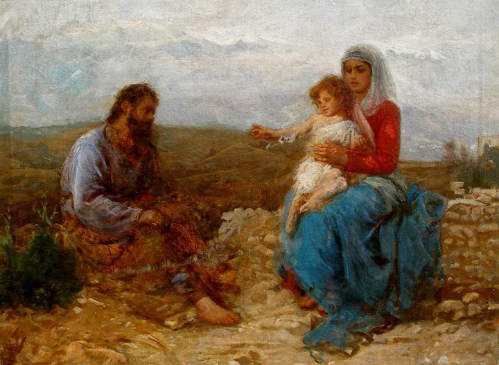 Holy Family of the Grappa by Noè Bordignon — hand-painted portrait oil painting reproduction on canvas