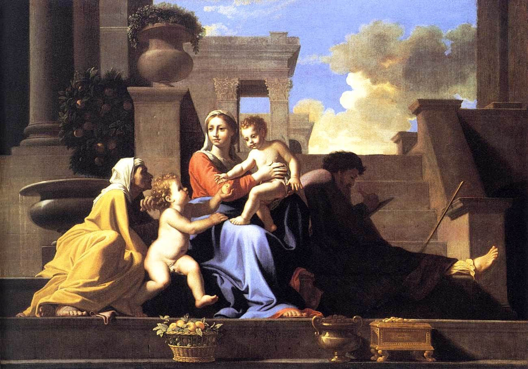 Holy Family on the Steps by Nicolas Poussin — hand-painted cultural oil painting reproduction on canvas