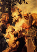 Holy Family with Elizabeth and Child John the Baptist by Jacob Jordaens — religion oil painting wall art, Baroque