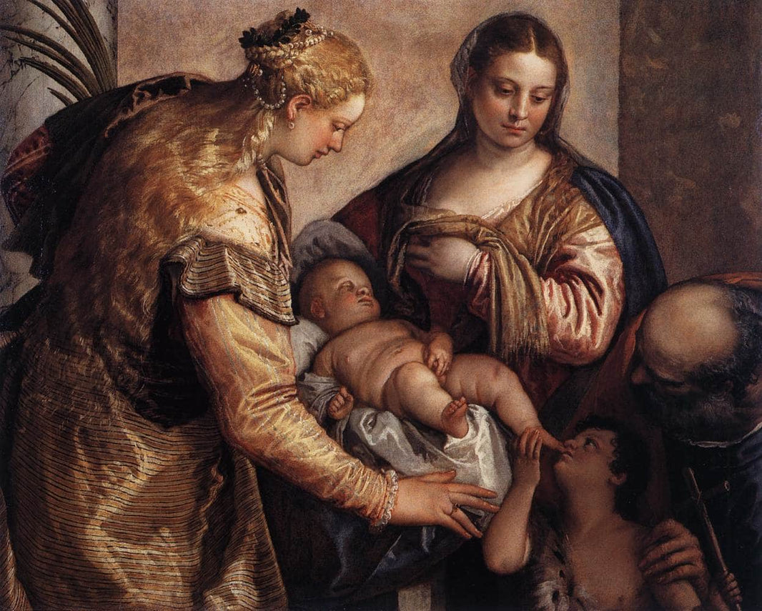 Holy Family with St Barbara and the Infant St John by Paolo Veronese — hand-painted portrait oil painting reproduction on canvas