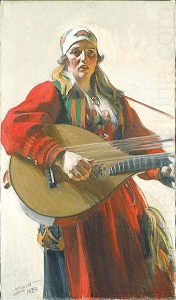 Home Tunes by Anders Zorn — hand-painted portrait oil painting reproduction on canvas